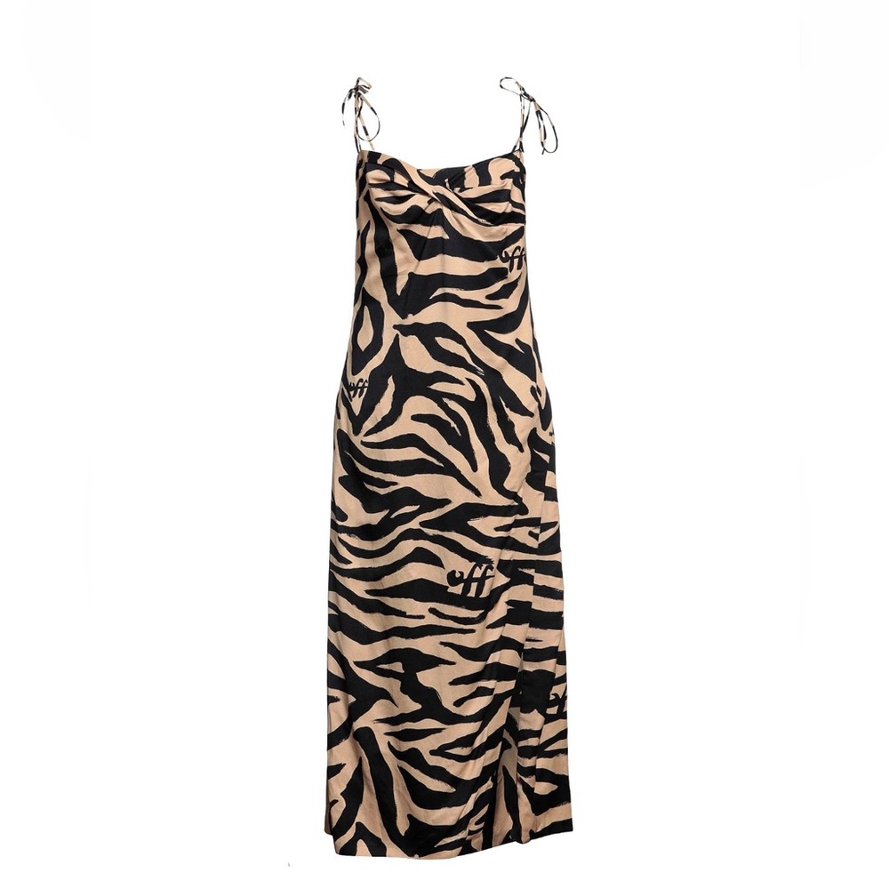 NWT OFF-WHITE zebra Streetwear designer animal print side-slit dress